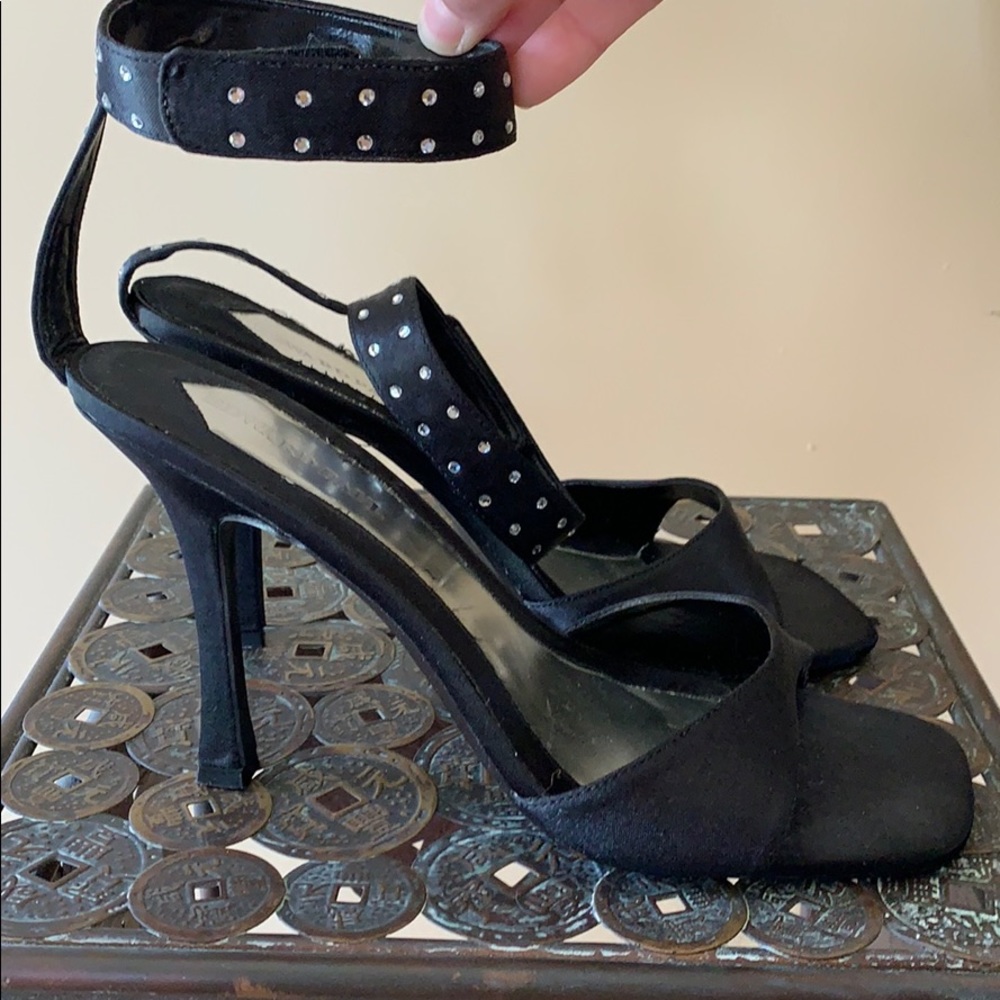 Rhinestone ankle-strap (velcro) dressy high heels